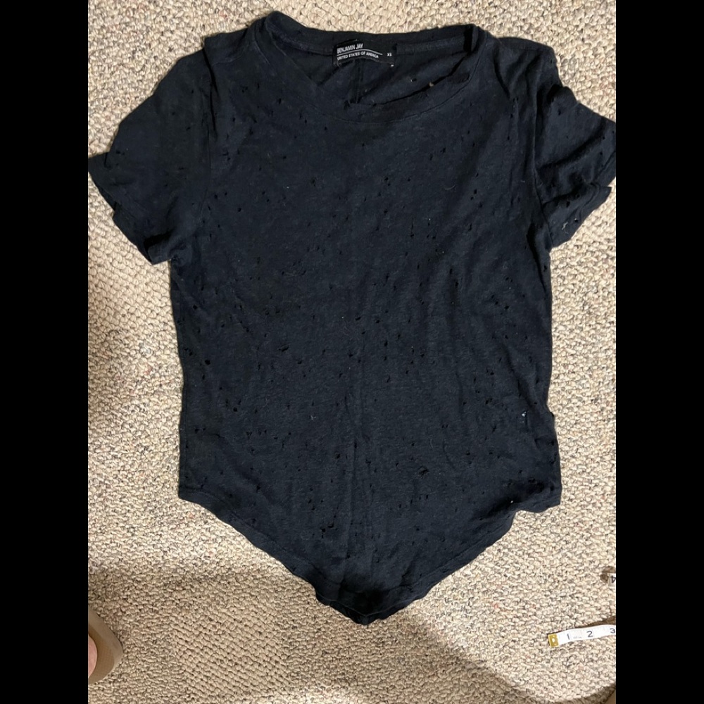 Benjamin Jay black top with holes XS